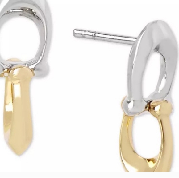 COACH Two-Tone Signature C Double Drop Earrings - Picture 6 of 6